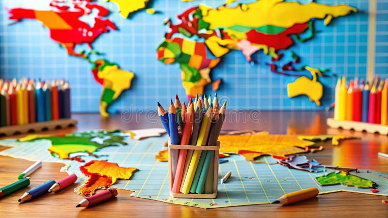 Explore the World with an Interactive TiltShift World Map Worksheet Engaging Geography Quiz for Educational Activities royalty free illustration