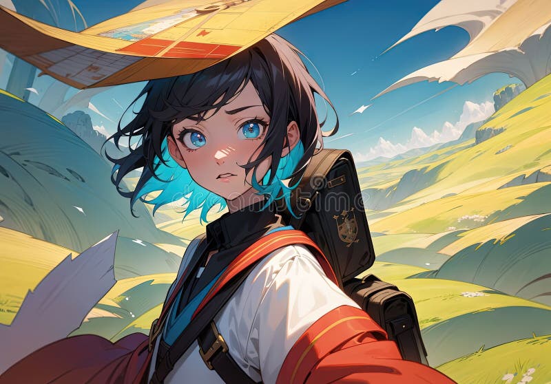 Explorer of the World Attractive Anime Girl Manga Style Illustration ...