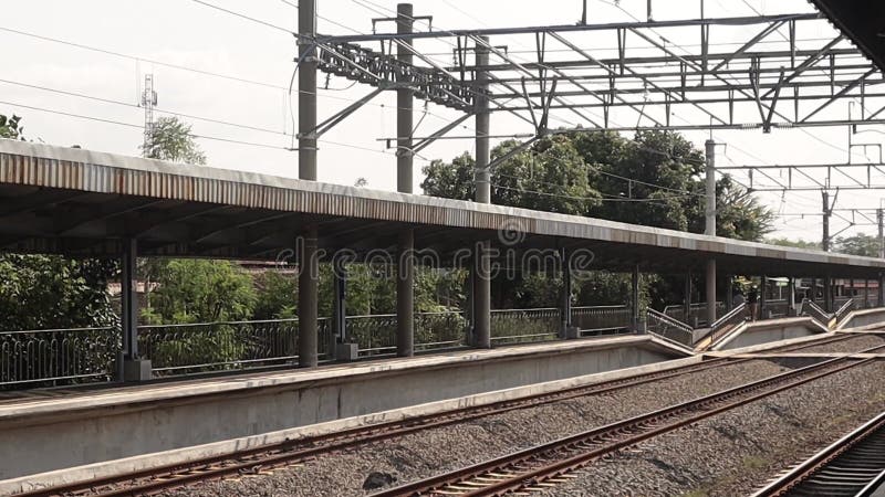 The ambience of a train station emplacement, commuter line stock footage