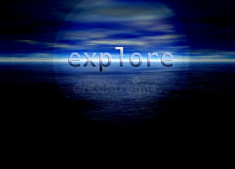 Explorez le texte sur l'horizon bleu lumineux illustration de vecteur