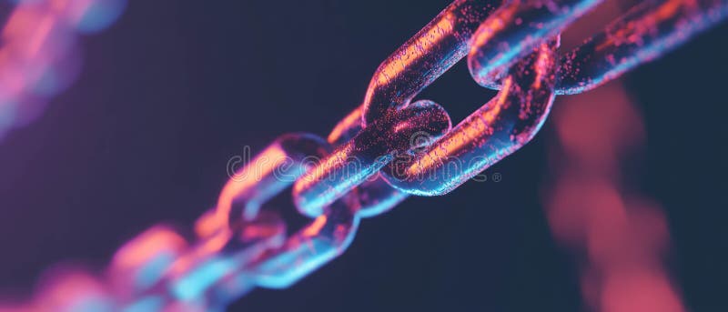 Exploring abstract blockchain connections with vibrant colors and digital depth vector illustration
