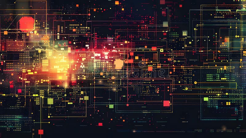 Exploring the Abstract Digital Network, A Visual Journey into Data Streams, Circuitry, and Connections, Featuring D. Exploring the Abstract Digital Network: A Visual Journey into Data Streams, Circuitry, and Connections, Featuring Dynamic Code and Graphical Elements, Illuminating the Intricacies of Modern Technology. Generative AI image , minimalist background. Generative AI image , intricate background design