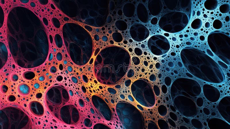 Exploring abstract fractal network, vibrant colors and intricate design stock illustration