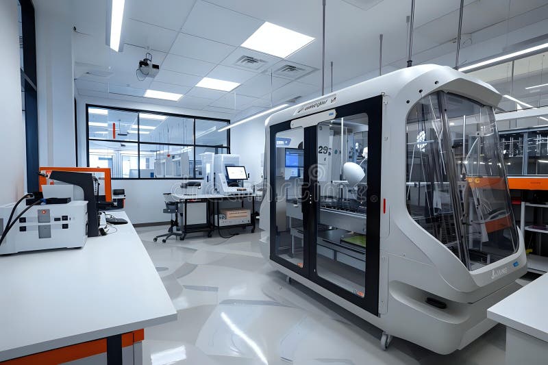 Exploring Advanced Laboratory Equipment, Automated Systems and Processes in a Modern Scientific Setting, Enhancing stock illustration