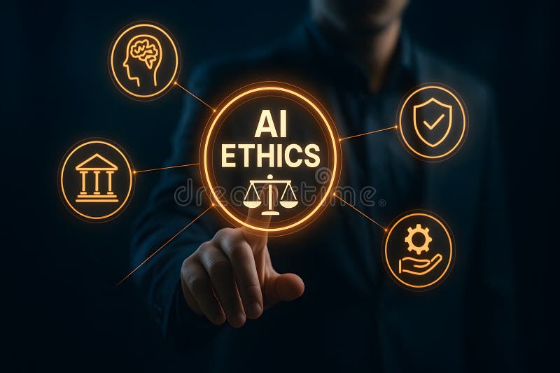 Understanding ai ethics principles and responsible artificial intelligence development royalty free illustration