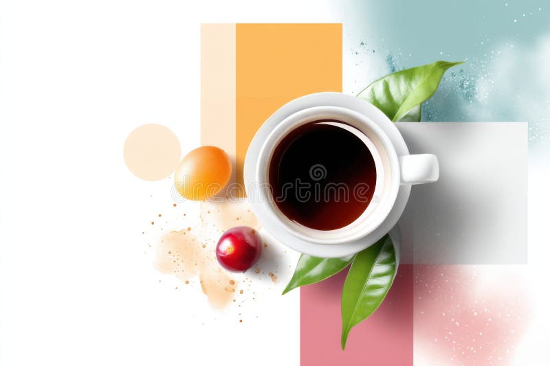 Exploring caffeine dependency through vibrant collage art featuring colorful coffee imagery and empty text space royalty free stock photography