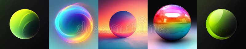 Exploring Colorful and Dynamic Shiny Sphere Designs stock photo