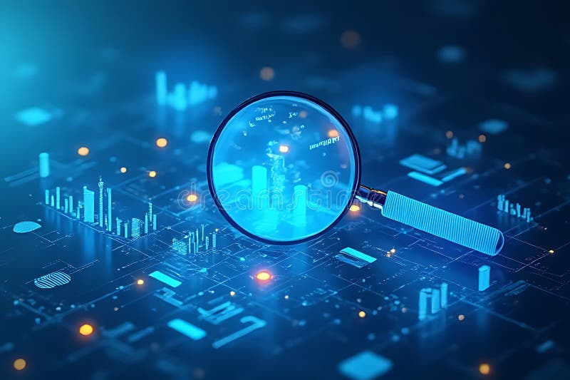 Exploring data analytics trends digital workspace infographic technology close-up innovation vector illustration