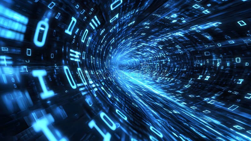 Exploring data streams virtual realm digital art cyber environment abstract perspective information flow concept stock illustration