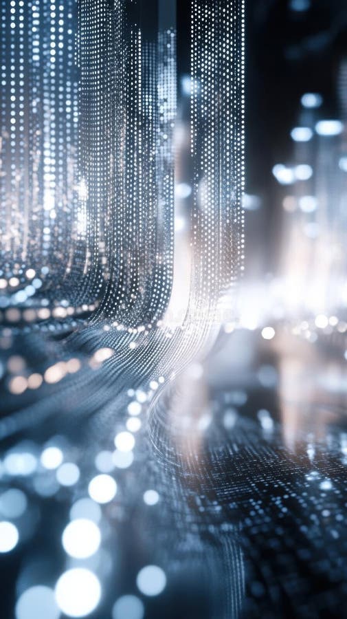 Exploring digital cityscapes, a journey through data streams and luminous architecture royalty free illustration