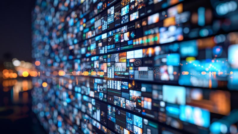 Exploring digital content, social networking, video streaming, and nfts in the online landscape stock illustration