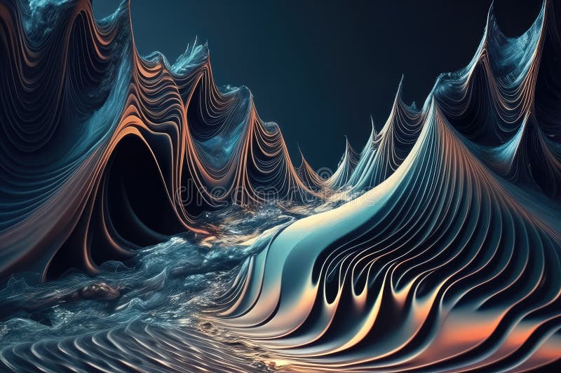 Exploring the Digital Depths of Rippling Waves and Undulating Ripples Stock Illustration 