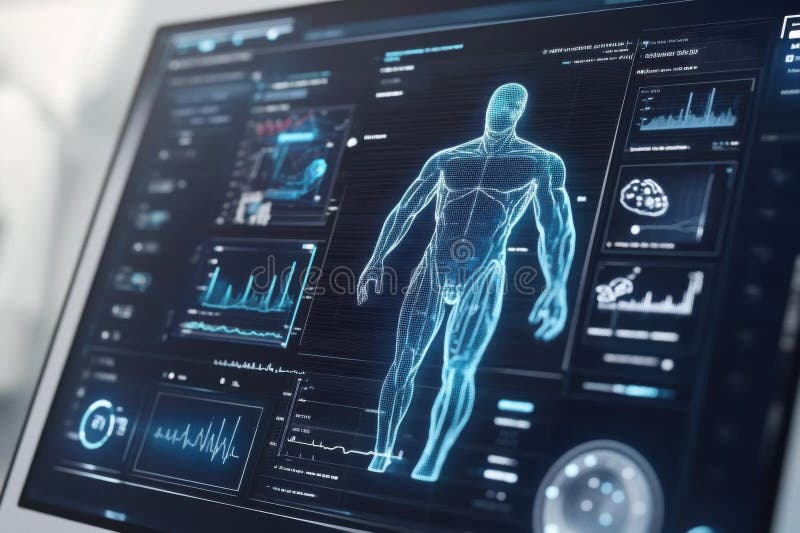 Exploring digital human body, a visual guide to anatomy using technology vector illustration