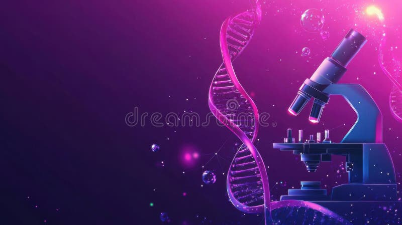 Exploring DNA, Microscopic Views of Genetic Material stock illustration