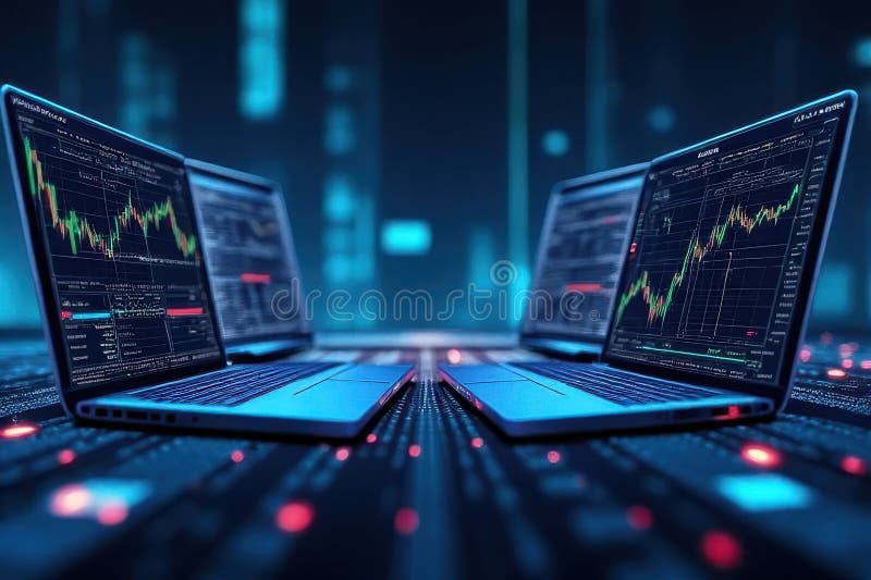 Exploring Financial Markets: Assessing Top Trading Platforms Side by Side stock illustration