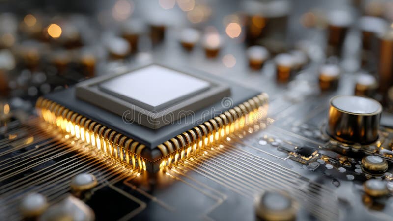 Exploring the Fusion of AI Robotics and Automation Through Advanced CPU Chip Design Innovations vector illustration