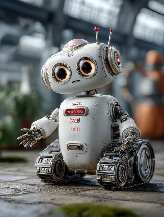 Exploring the Future of AI with a Playful Toy Robot Emblematic of Advanced Robotics Technology vector illustration