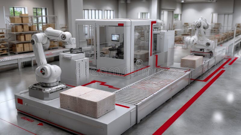 Exploring The Future of Autonomous Robotics and the Impact on Industrial Efficiency and Safety stock illustration