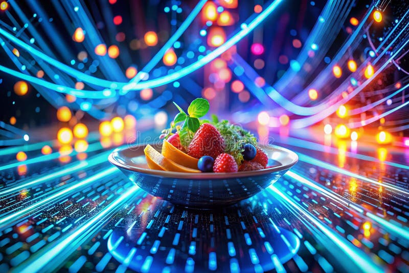Exploring the Future of Food A Visually Stunning Abstract Representation of Culinary Innovation and CuttingEdge Food royalty free illustration