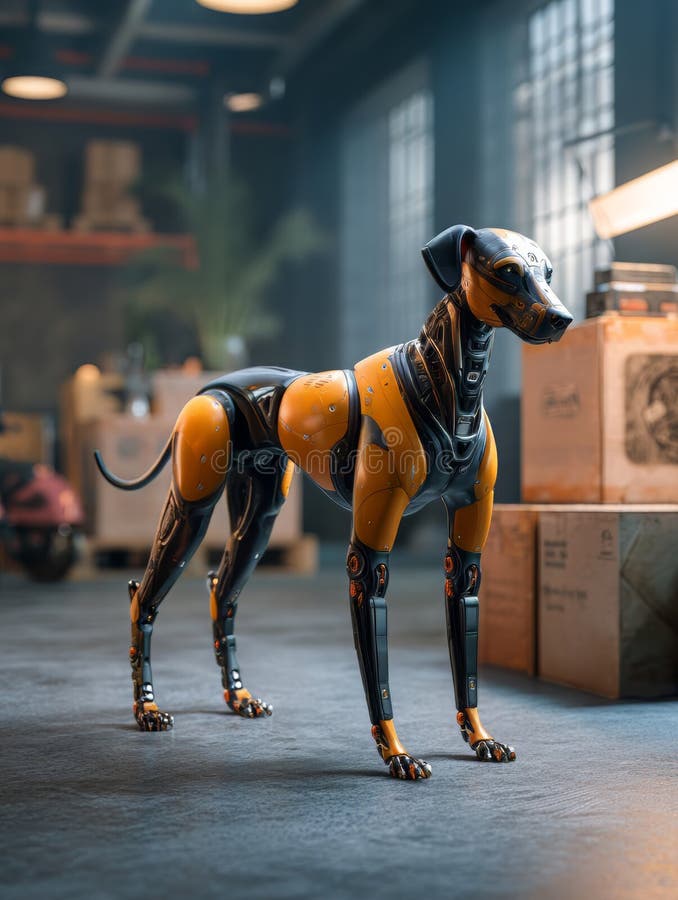 Exploring the Future of Robotics with a Realistic AI-Enhanced Dog Statue royalty free illustration