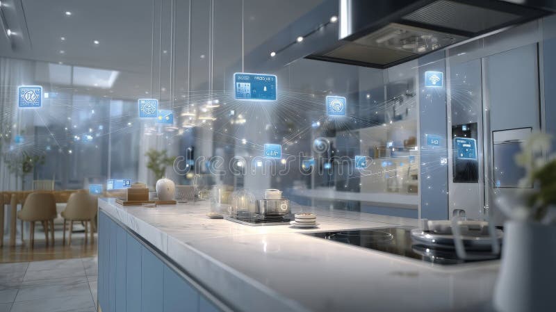 Exploring the Future of Smart Living with IoT and Innovative Kitchen Lighting Solutions that Transform Spaces royalty free illustration