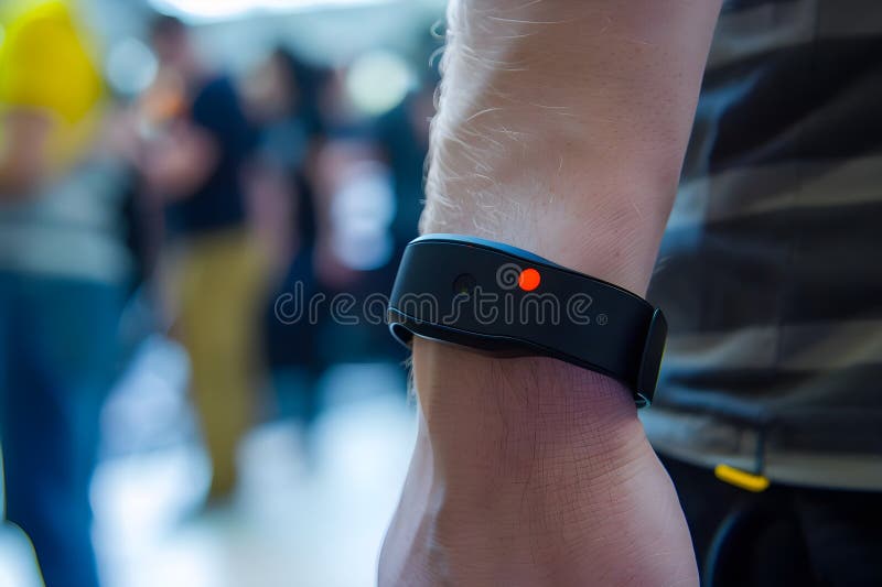 Exploring the Future of Wearable Technology, A Smart Wristband with Camera Capabilities Improves Daily Life through stock illustration