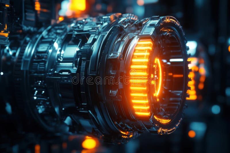 Exploring Futuristic Engine Designs, Advanced Technology and Mechanical Innovation in Sci-Fi Concepts stock illustration