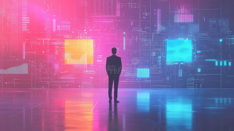 Exploring futuristic visual art innovative technology in digital space stock image