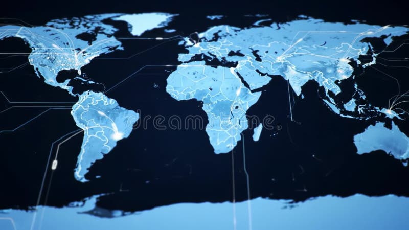 Exploring global connectivity and geography through an illuminated world map display royalty free illustration