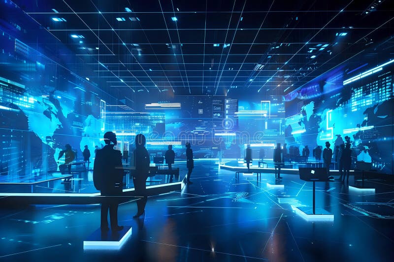 Exploring the Global Network, A Futuristic Visualization of Data Streams, Interconnections, and Information Flow in vector illustration