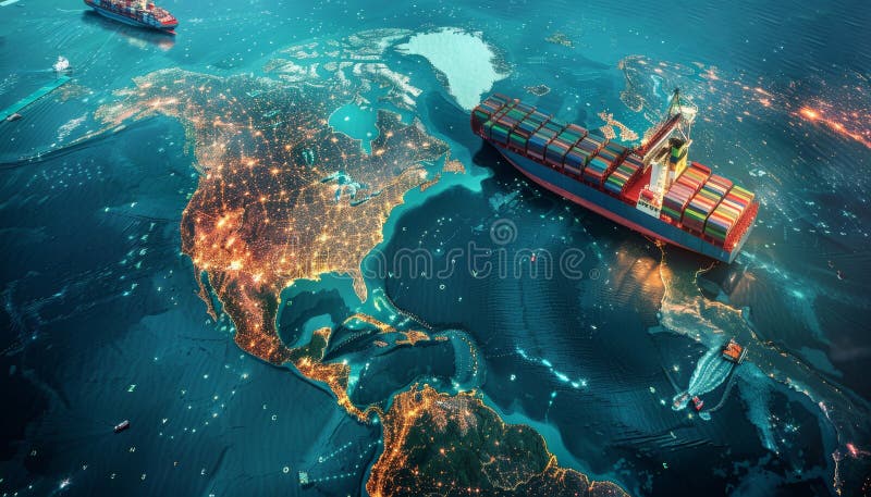 Exploring global trade mapping vital shipping routes and supply chain logistics royalty free illustration