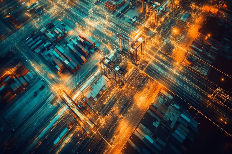 Exploring global trade networks real time digital tracking in transportation and logistics systems stock illustration