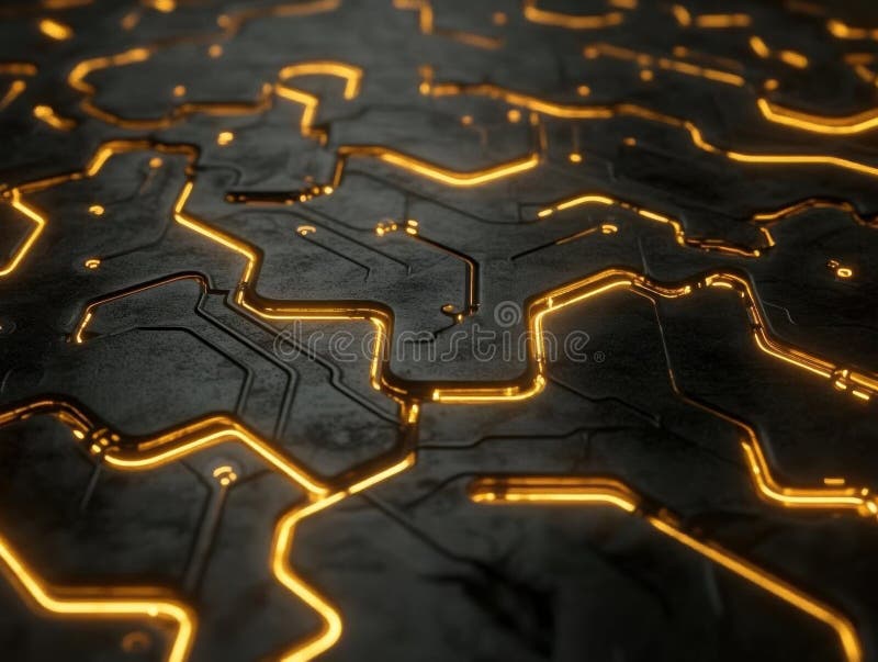 Exploring glowing circuit board texture, abstract digital art vector illustration
