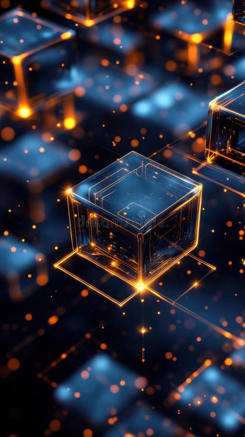 Exploring glowing cubes, a digital art journey royalty free illustration