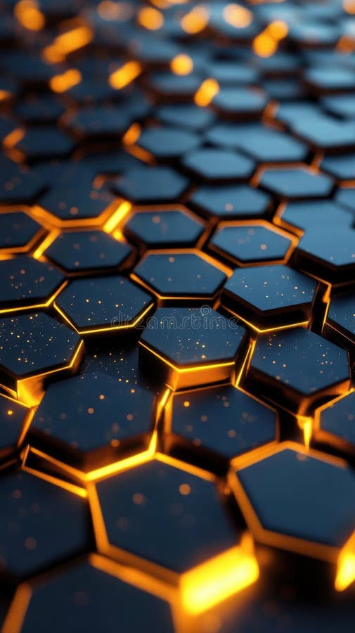 Exploring glowing hexagonal patterns, a visual journey into abstract design royalty free illustration