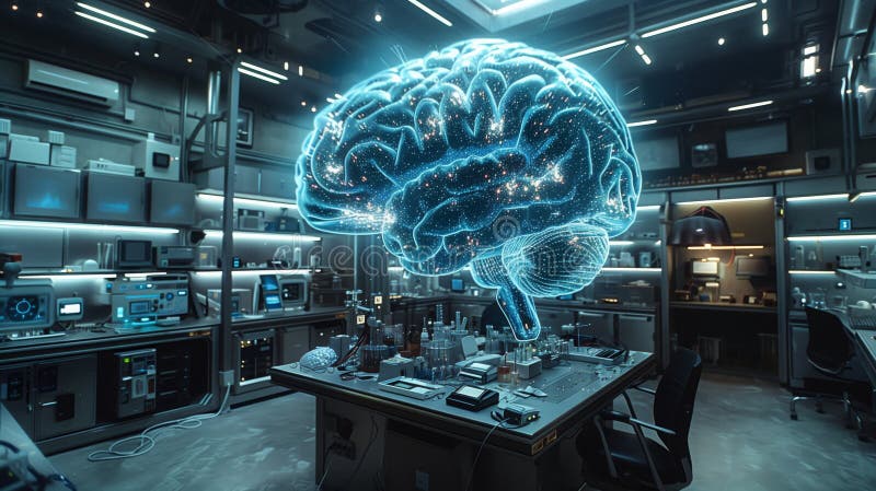 Exploring a High-Tech Medical Laboratory Featuring Advanced Brain Research Equipment and Innovative Technology stock image