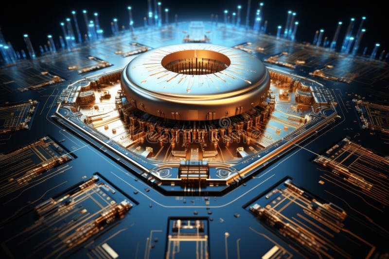 Exploring human interaction with ai brain processors in engineering and business support solutions stock illustration