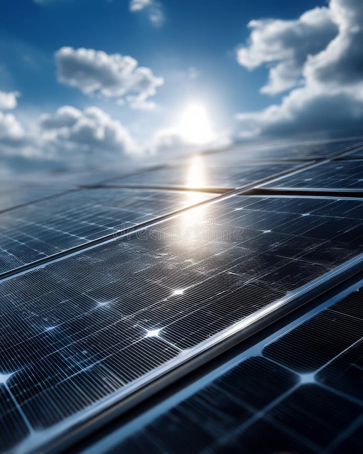 Exploring the Impact of Solar Energy on Environmental Sustainability and Our Planet\'s Future stock illustration