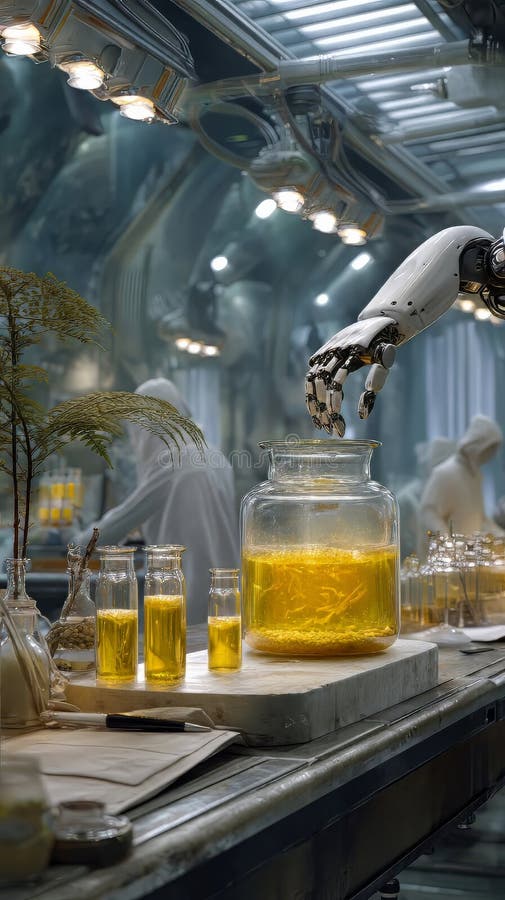 Exploring Innovations in Robotics: The Future of Automated Plant Operations in Pharmaceutical Labs royalty free illustration
