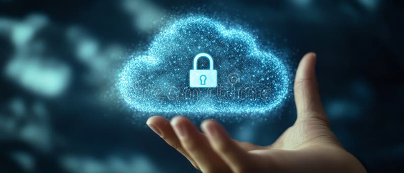 Exploring the Interaction Between Digital Cloud Security Measures and Advanced Technology Solutions stock illustration