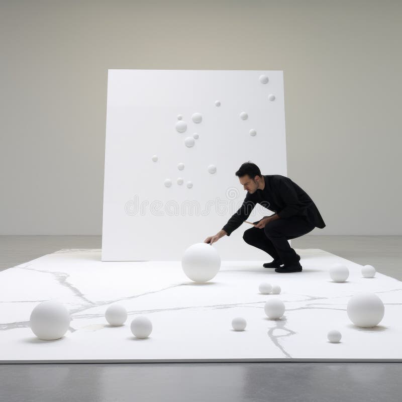 Exploring the Intersection of Art and Space a Captivating Installation Stock Illustration 