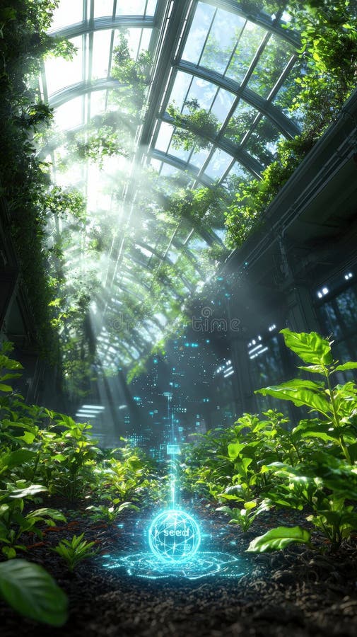 Exploring the Intersection of Nature and Technology in Future Architectural Designs and Digital Transformation Strategies vector illustration