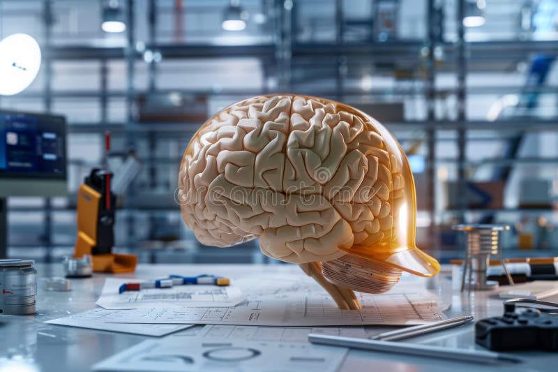 Exploring the intricacies of artificial intelligence in a contemporary research lab setting stock images