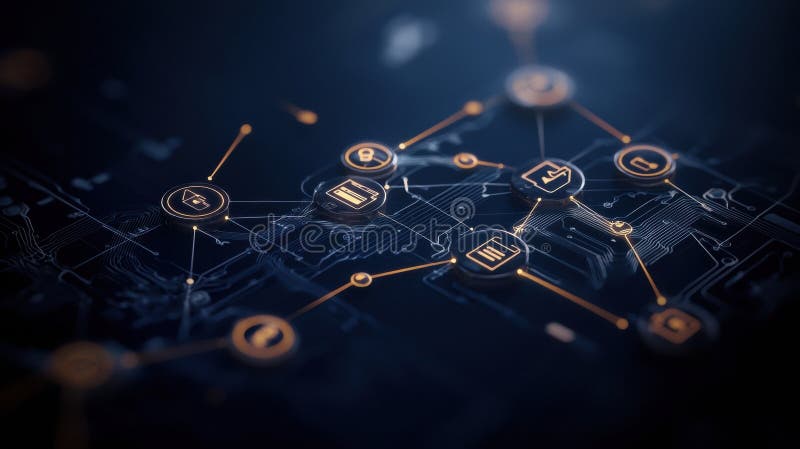 Exploring the Intricate Design of a Circuit Board with an Embedded Clock for Enhanced Workflow Efficiency royalty free illustration