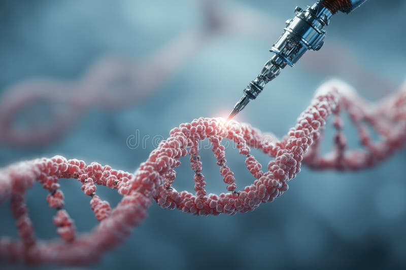 Exploring medical advancements in nanotechnology for gene editing through precision tools in a laboratory setting vector illustration