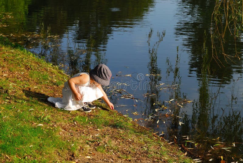 Exploring nature n white skirt stock photo