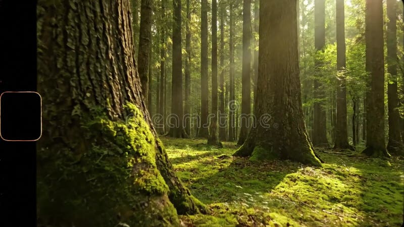 Overhead shot, tracking through dense foliage. Exploring the nostalgic and textural quality of film grain superimposed onto natural, organic environments, emphasizing a. Nostalgic image video