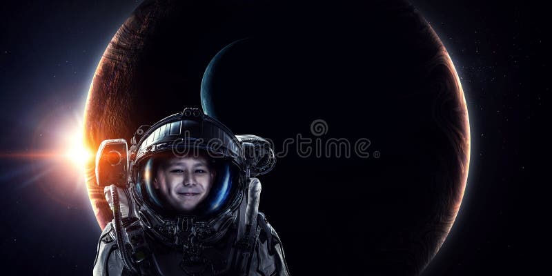 Exploring outer space. Mixed media stock photos