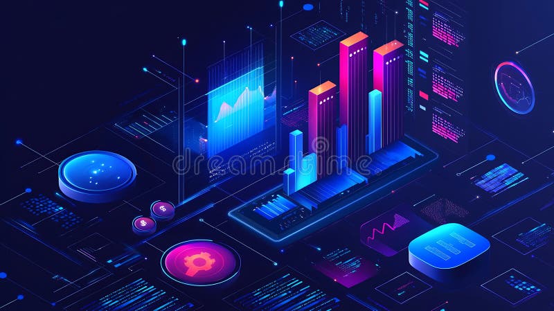 Exploring predictive analytics showcasing ai\'s power in analyzing data trends and insights through visual representation royalty free illustration