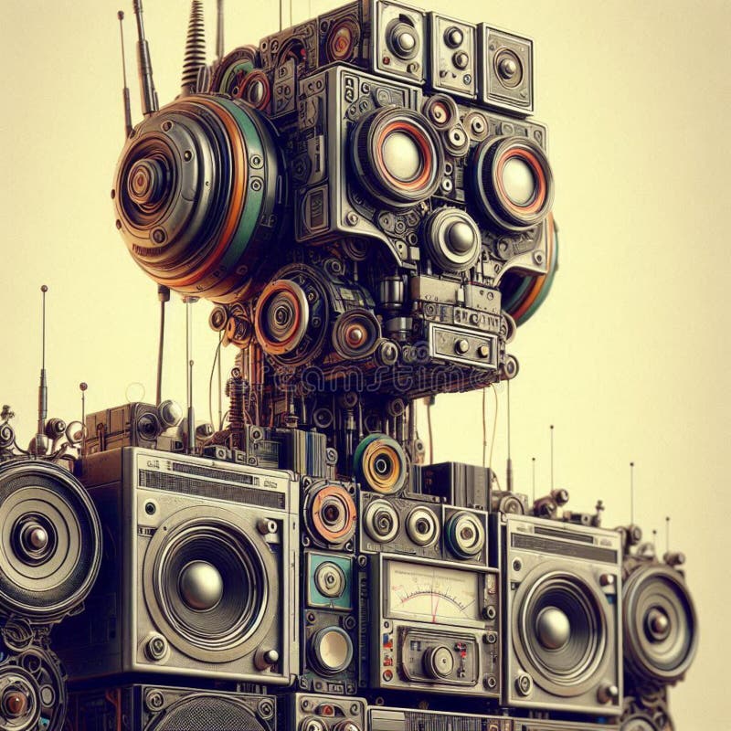 Exploring the Realm of a Big Robot vector illustration